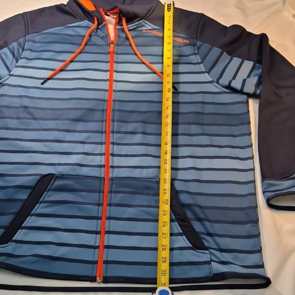 Under Armour 2XL Navy and Orange Fleece Hoodie. - Picture 8 of 15